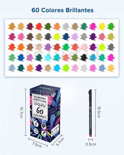 Plumones Punta Pincel Fineliner 0.4mm Marcador 60 Color 