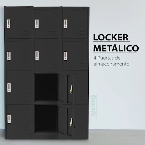 Locker Metálico 4 Puertas Casillero C/ Chapa Para Oficina Guardex