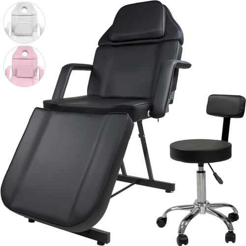 Silla Faciales Reclinable Sillon Cama Masaje Spa Profesional Negra