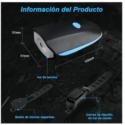 Luz Bicicleta Recargable Delantera Y Traser Y Claxon