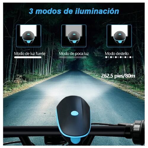 Luz Bicicleta Recargable Delantera Y Traser Y Claxon