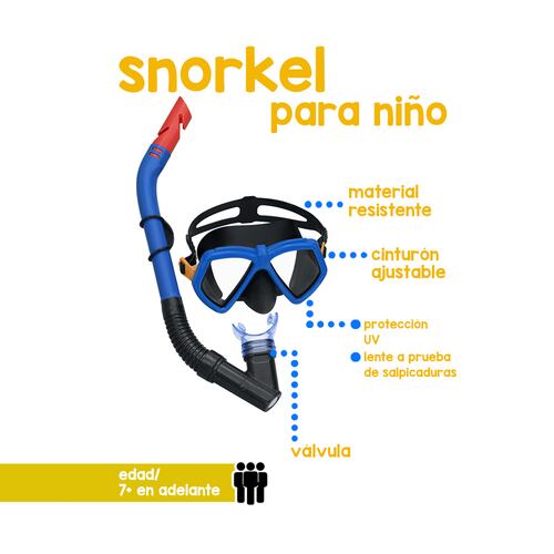 Kit De Buceo Snorkel Bestway Infantil Proteccion Uv Negro 