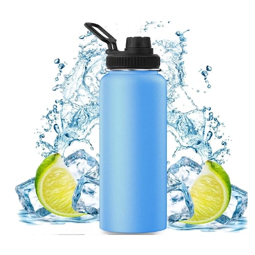 Botella De Agua Fría/caliente De Acero Inoxidable De 1.2 L Azul