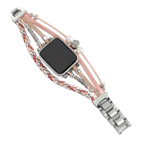 Correa Band Eslabon metalico con Pulsera Compatible Con Apple Watch 38/40/41 mm y 42/44/45 mm para Mujer.