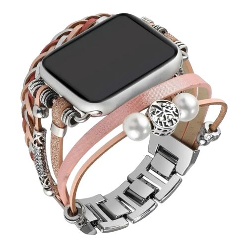 Correa Band Eslabon metalico con Pulsera Compatible Con Apple Watch 38/40/41 mm y 42/44/45 mm para Mujer.