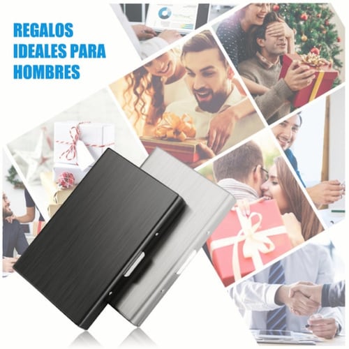 Tarjetero Para Tarjetas De Crédito Metal Inoxidable 2 Piezas Negro y Silver