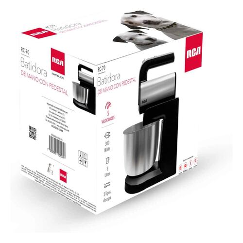 Batidora Pedestal y Mano RCA RC-70 5 Vel 3Lt 300W tazón Inox