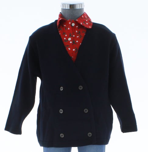 Sueter Tejido Cruzado Tipo Chaqueta Azul Marino 3120 3 a 16 Años.