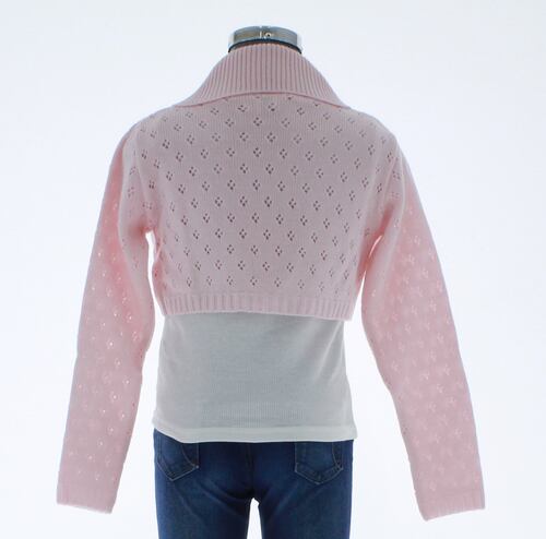 Sueter Niña Bolero Rosa Tejido 3137 6 a 16 Años.