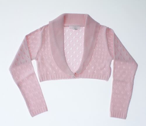 Sueter Niña Bolero Rosa Tejido 3137 6 a 16 Años.