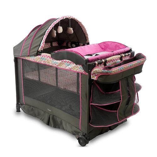 Cuna Corral Verona Rosa Mecedor Cambiador Prinsel