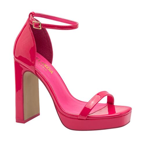 Sandalia monocolor de plataforma con tacón, color fucsia, marca Belinda Peregrin, mod. 1061439
