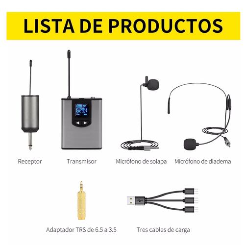 Micrófono Inalámbrico Uhf De 25 Canales Diadema \solap