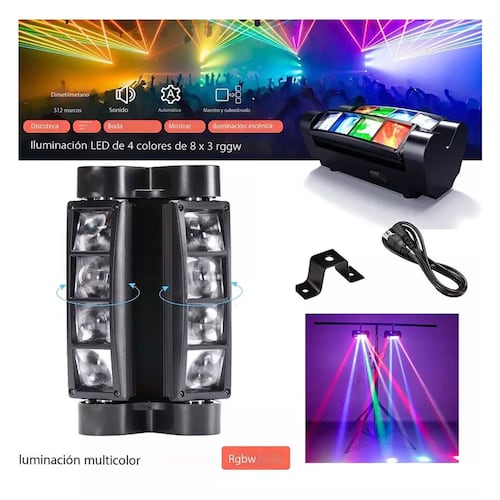 Mini Spider Rgbw Efectos Luz 8x3w Dmx512 Led Láser Luces Dj