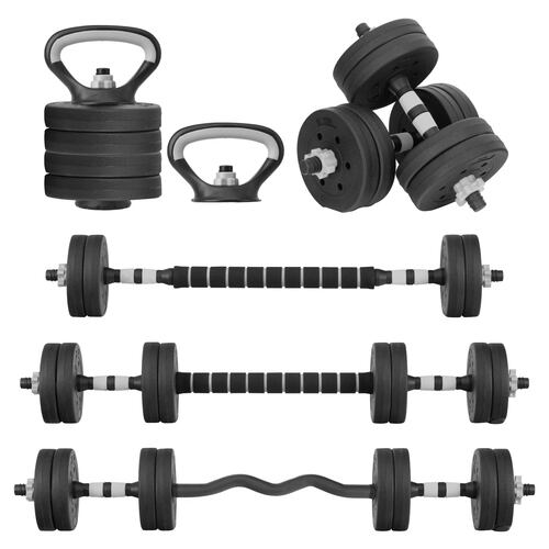 Kit de Mancuernas Altera Con Peso Ajustable 10 KG (Barra Recta + Barra Z + Par de mancuernas + Pesa Rusa + Discos Intercambiables)