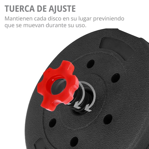 Kit de Mancuernas Altera Con Peso Ajustable 20 KG (Barra Recta + Barra Z + Par de mancuernas + Pesa Rusa + Discos Intercambiables)