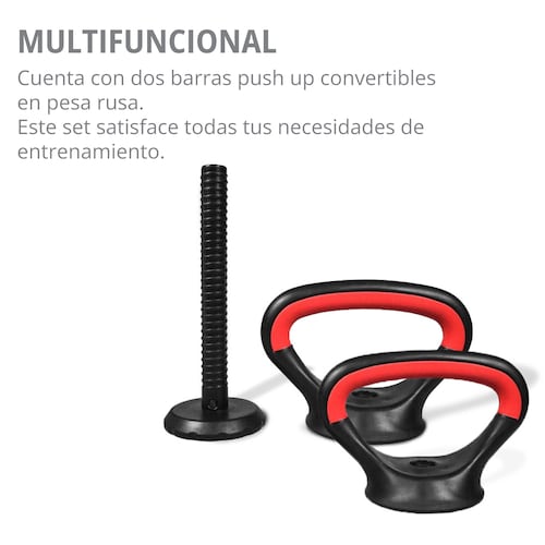 Kit de Mancuernas Altera Con Peso Ajustable 30 KG (Barra Recta + Barra Z + Par de mancuernas + Pesa Rusa + Discos Intercambiables)