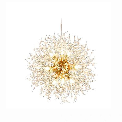 lámpara de techo colgante diente de leon de cristal 55cm diametro lujoso de 12 luces