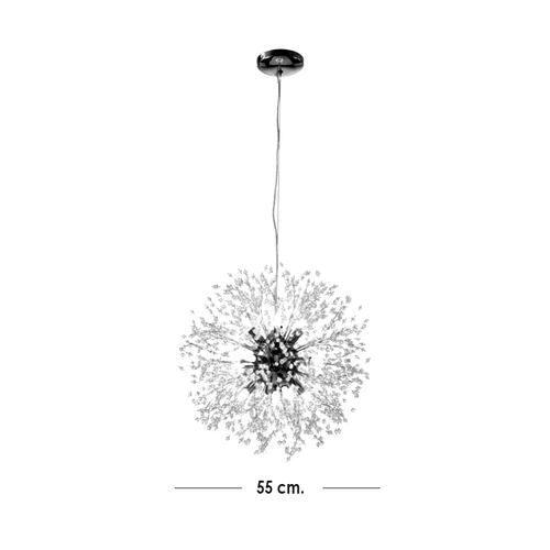 lámpara de techo colgante diente de leon de cristal 55cm diametro lujoso de 12 luces