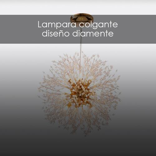 lámpara de techo colgante diente de leon de cristal 55cm diametro lujoso de 12 luces