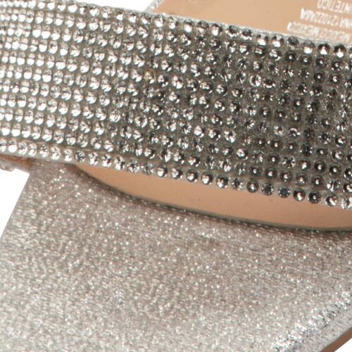 Sandalia de tacón con piedras para ocasiones especiales, marca Molto Bello, color plata, mod. 1057969 