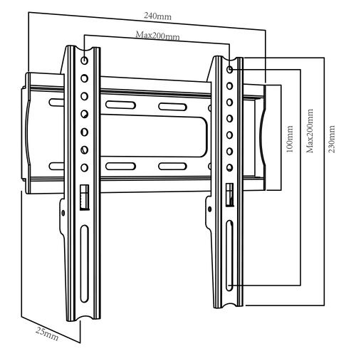 Soporte para TV TAIKA TK-FM1742 Plasma, Led, LCD 17-42 Pulgadas Vesa MAX 200x200 Carga máximo -25kg