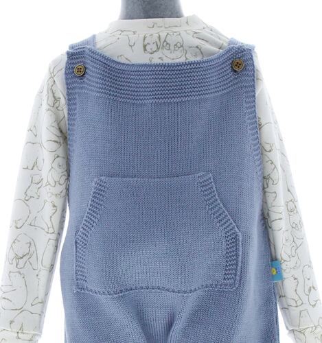 Conjunto Mameluco Bebe Overol Color Azul 3236 0 a 2 Años.