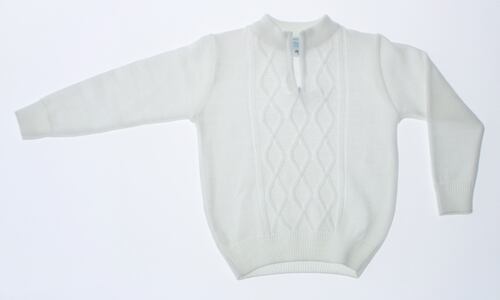 Sueter Niño Tejido Blanco Cierre Corto 3240 2 a 16 Años.