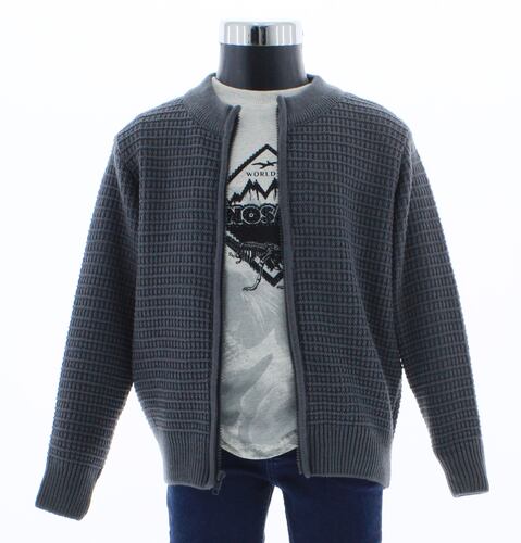 Sueter Niño Tejido Gris Cierre Completo 3242 2 a 16 Años.