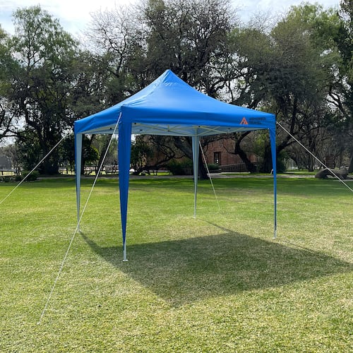 Toldo plegable Carpa retráctil Impermeable para exteriores Reforzado 3x3 m Armored Travel color Azul.