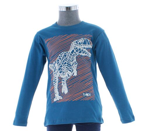 Playera Niño Azul Manga Larga T-Shirt 3254 2 a 18 Años.