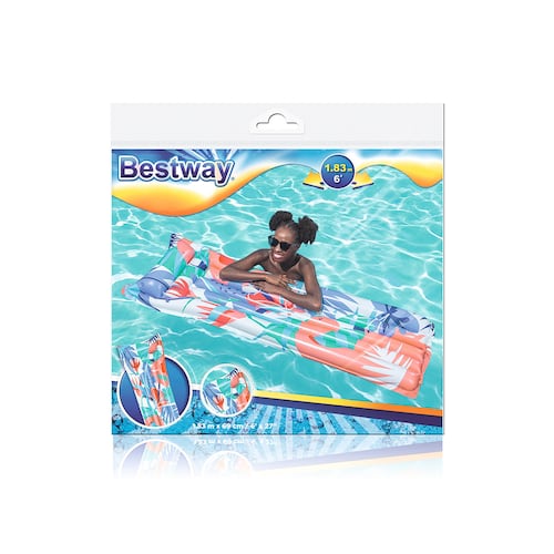 Cama Montable Inflable Con Almohada Tropical 183 Cm Bestway