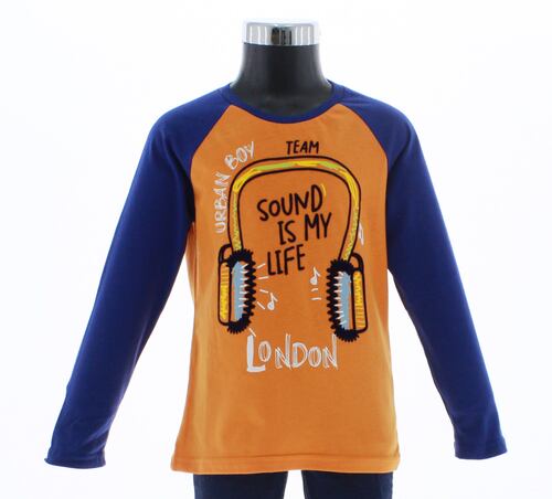 Playera Niño Naranja Manga Larga T-Shirt 3257 2 a 18 Años