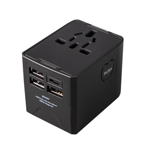 Adaptador de viaje internacional con enchufe universal, 3 puertos USB y 1 Tipo C, ideal para más de 160 países