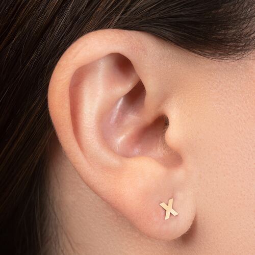 Aretes de oro 14K broquel X marca GIALLO jewelry joyería mexicana