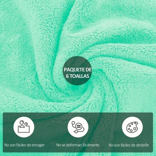Juego De Toallas Baño Lana Suave  6 Piezas Verde