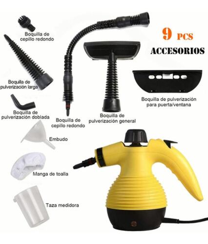 Limpiador de  Vapor Y Presión Con 9 Accesorios Amarillo