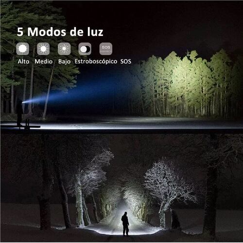 Lampara Táctica 3000 Lumens Cree Led T6 Recargable