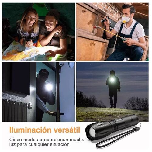 Lampara Táctica 3000 Lumens Cree Led T6 Recargable