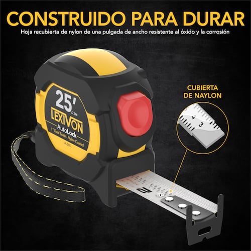 Flexómetro cinta métrica LEXIVON LX-205 7.5 metros 2 escalas AutoLock