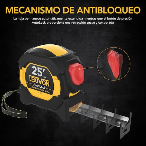Flexómetro cinta métrica LEXIVON LX-205 7.5 metros 2 escalas AutoLock