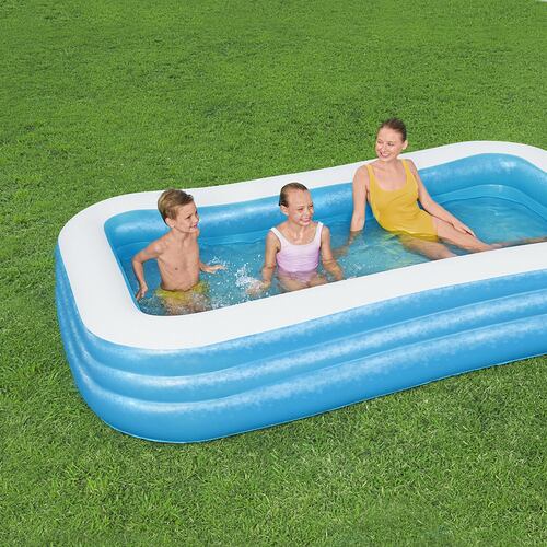 BESTWAY H2OGO! Piscina Familiar Inflable Rectangular Azul de 8 pies 6 Pulgadas, Perfecta para niños, a Partir de 6 años
