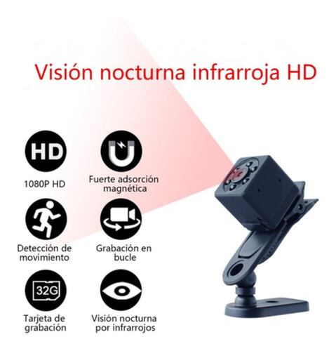 Mini Cámara Espía De Visión Nocturna Recargable Hd 1080p Negro