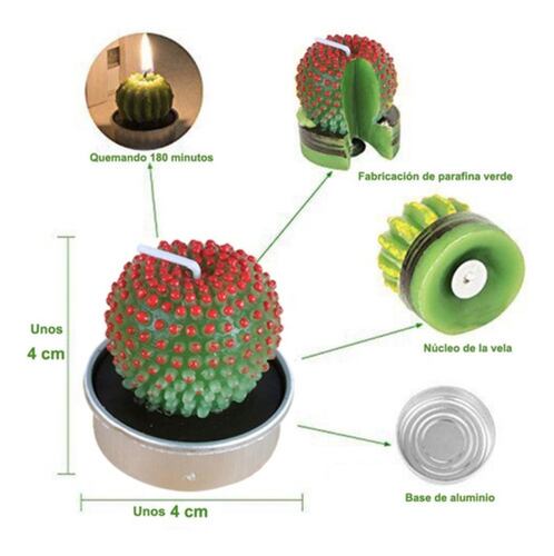 12 Velas Suculenta Cactus Decorativas Artificiales 