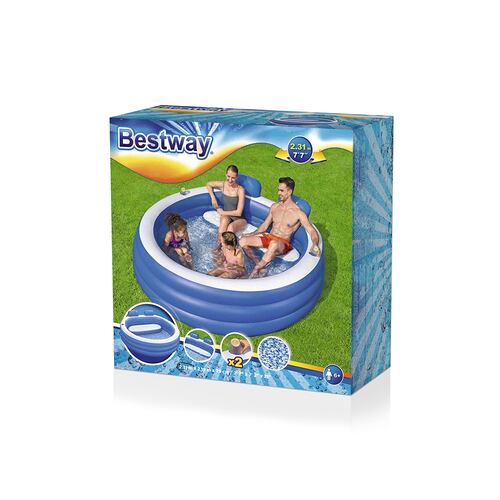 Alberca Inflable Familiar Circular Bestway Con Asientos 231 Cm Azul.