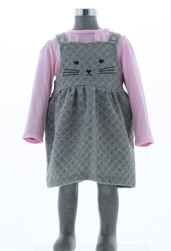 Vestido para Niña Bebe Gris 2 Piezas 3273 1 a 5 años.