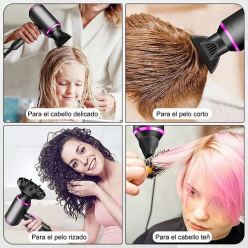 Secadoras De Cabello 3 Velocidades 1800w Negro con Morado