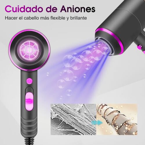 Secadoras De Cabello 3 Velocidades 1800w Negro con Morado