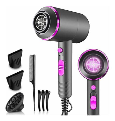 Secadoras De Cabello 3 Velocidades 1800w Negro con Morado