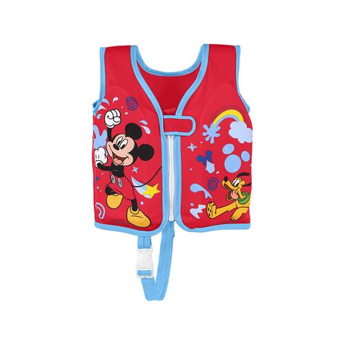 Chaleco Salvavidas Infantil Bestway Mickey Mouse 51 cm Ajustable Rojo.